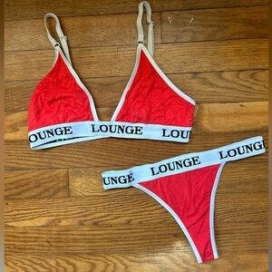 Lounge Bralette and Thong in Red